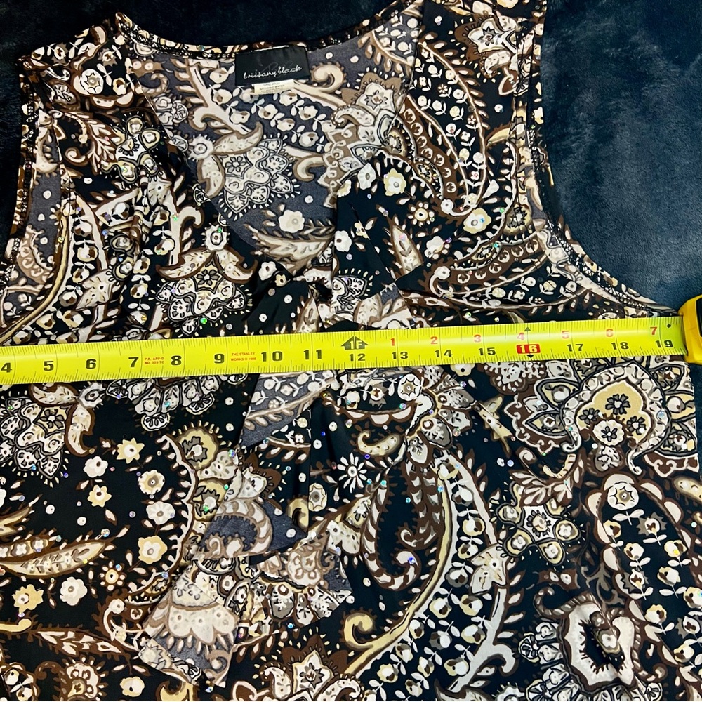 Brittany Black Vintage Y2K Boho Paisley Sequin Ruffle Blouse Size Large - Picture 7 of 8